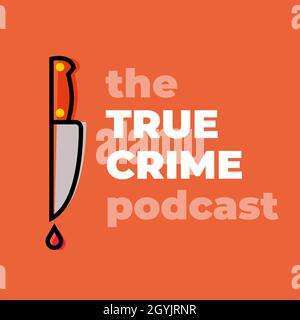 le vrai podcast de crime couvre. modèle de conception pour un podcast en ligne des histoires de détective.Convient pour la publicité, l'affiche, la circulaire, l'invitation, la couverture,web Illustration de Vecteur