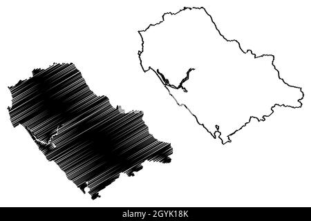 District de Kannur (État du Kerala, République de l'Inde) carte illustration vectorielle, croquis à gratter carte de Cannanore Illustration de Vecteur