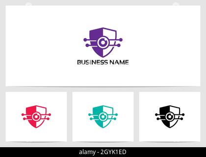 Design du logo de la protection numérique de l'appareil photo Illustration de Vecteur