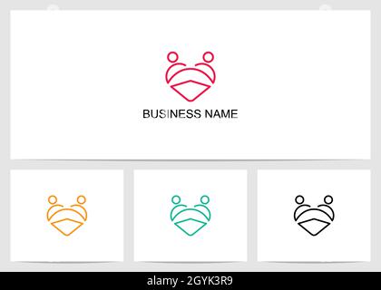 Deux personnes formant Un logo coeur Illustration de Vecteur
