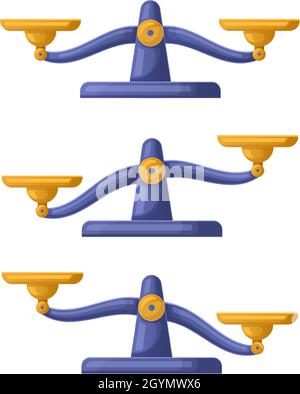 Balance balance déséquilibrée, équilibre de poids concept de justice.Balance balance symboles mise à l'échelle jeu d'illustrations vectorielles.Balance déséquilibrée Illustration de Vecteur