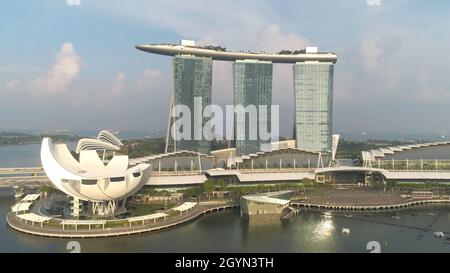Vue aérienne de Marina Bay Sands Singapour.Prise de vue.Vue aérienne de la ville de Singapour Skyline avec Marina Bay Sands. Banque D'Images