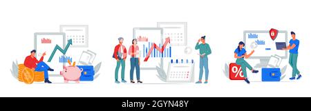 Des gens d'affaires ou des analystes financiers pour les fonds de marketing et d'investissement financier. Illustration de Vecteur