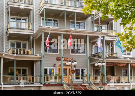 Chautauqua, New York - le condominium St. Elmo à l'établissement Chautauqua. Banque D'Images