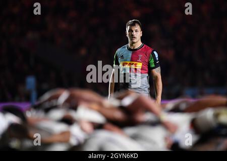 Stade Twickenham Stoop, Royaume-Uni.8 octobre 2021.Andre Esterhuizen de Harlequins pendant le jeu de Premiership anglais Gallagher entre Harlequins et Bristol Bears: Credit: Ashley Western/Alay Live News Banque D'Images