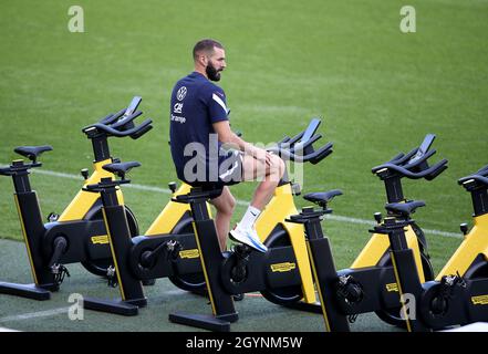 Turin, Italie.08 octobre 2021.Karim Benzema de France lors de la formation de l'équipe française en préparation de la finale de la Ligue des Nations de l'UEFA le 8 octobre 2021 au Stadio Olimpico Grande Torino à Turin, Italie - photo Jean Catuffe / DPPI crédit: DPPI Media/Alamy Live News Banque D'Images