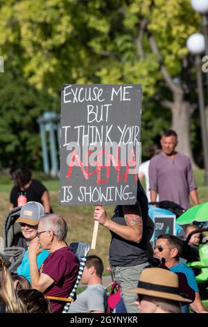 St. Paul, Minnesota.Arrêtez la manifestation du mandat.Manifestation pour mettre fin aux mandats et passeports relatifs aux vaccins.Mouvement anti-vaccin. Banque D'Images