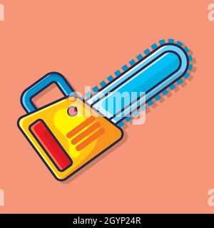 illustration vectorielle isolée de l'outil de tronçonneuse de style plat Illustration de Vecteur
