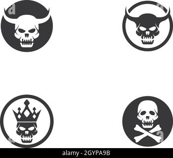 Skull logo with devil wings logo design template.The Ghost symbol.Halloween  background.Tattoo sign.Happy Halloween emblem isolated on white background  Stock Vector Image & Art - Alamy