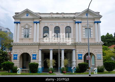 La Franc-maçonnerie à Singapour a officiellement commencé en 1845.La pierre de fondation de l'actuelle salle Freemasons à Singapour a été posée le 14 avril 1879 et le Banque D'Images