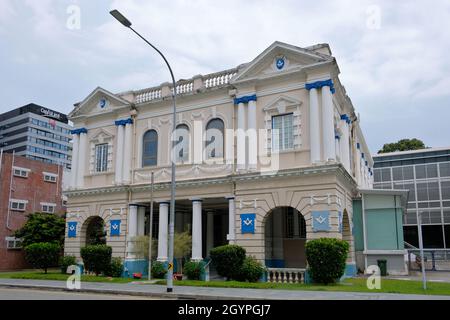 La Franc-maçonnerie à Singapour a officiellement commencé en 1845.La pierre de fondation de l'actuelle salle Freemasons à Singapour a été posée le 14 avril 1879 et le Banque D'Images