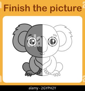 connectez le point et complétez l'image.Simple couleur koala.Jeu de dessin pour enfants. Illustration de Vecteur