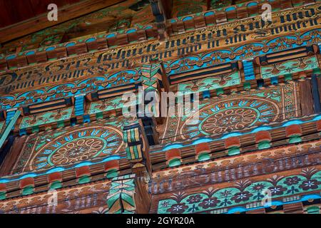 Gros plan d'un magnifique chalet suisse - Simmental, Berner Oberland, Suisse Banque D'Images