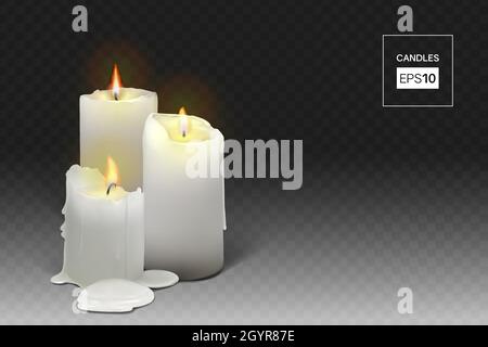 Ensemble de bougies blanches sur fond transparent Illustration de Vecteur