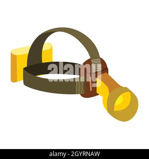 lampe de poche frontale, généralement utilisée pour les lumières qui éclairent la route dans le dessin vectoriel avant Illustration de Vecteur