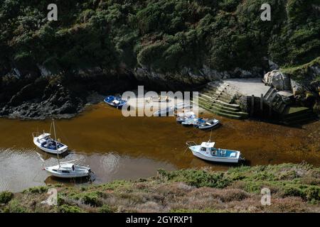 Porth Clais, ou Porthclais, port à l'embouchure de la rivière Alun, près de St David, Pembrokeshire, pays de Galles.Sur le chemin côtier de Pembrokeshire Banque D'Images