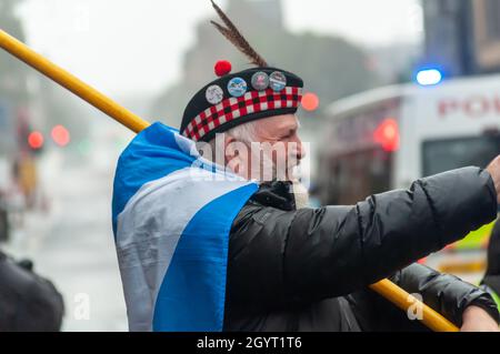 Glasgow, Écosse, Royaume-Uni.9 octobre 2021.Scottish Independence marche de Kelvingrove Park à travers le centre-ville jusqu'à Glasgow Green.Credit: SKULLY/Alay Live News Banque D'Images