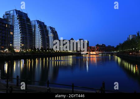 Le bassin Huron, Salford Quays, Manchester, Lancashire, Angleterre,ROYAUME-UNI Banque D'Images