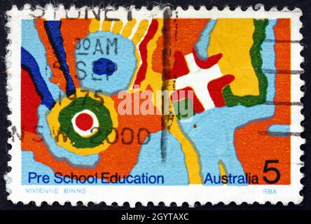 AUSTRALIE - VERS 1974 : timbre imprimé en Australie consacré à l'éducation préscolaire, vers 1974 Banque D'Images