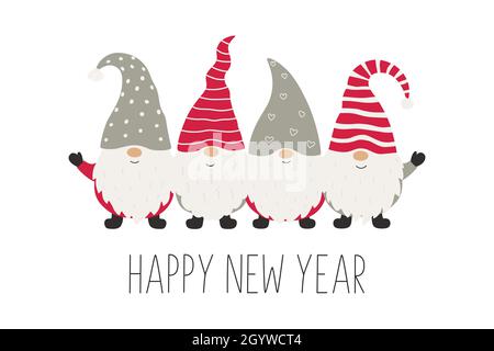 Carte de vœux de Noël avec gnomes de noël.Illustration vectorielle Illustration de Vecteur