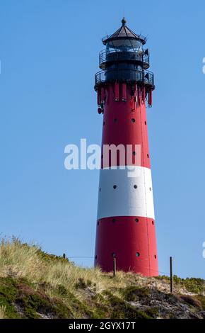 Leuchtturm Hörnum sur l'île de Sylt, Allemagne Banque D'Images