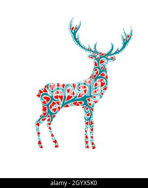 Cerf de Noël de motifs.Joyeux Noël.Illustration vectorielle Illustration de Vecteur