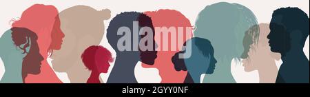 Groupe de gens d'affaires divers hommes et femmes.Concept de travail d'équipe et de coopération.Amitié entre les peuples multiculturels et internationaux.Communauté Illustration de Vecteur