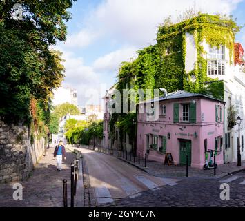 La maison Rose à Montmartre Paris, le restaurant le plus photographié de Paris Banque D'Images