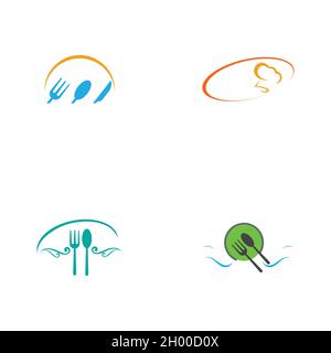 modèle de conception d'illustration vectorielle pour ensemble de logos de restaurant Illustration de Vecteur