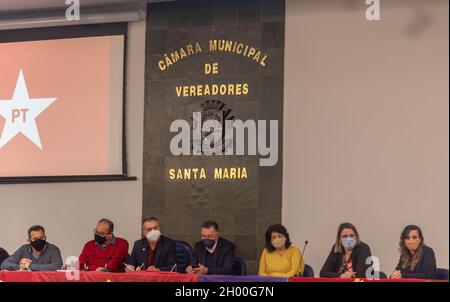 Santa Maria RS Brésil.10/08/2021.Événement régional d'affiliation politique du Parti des travailleurs.Autonomisation des femmes.2022 aperçus des élections dans Brazi Banque D'Images