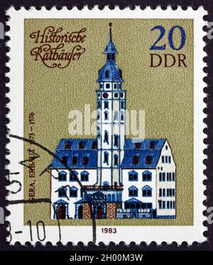 ALLEMAGNE - VERS 1974: Un timbre imprimé en Allemagne montre la mairie, Gera, 1576, vers 1974 Banque D'Images