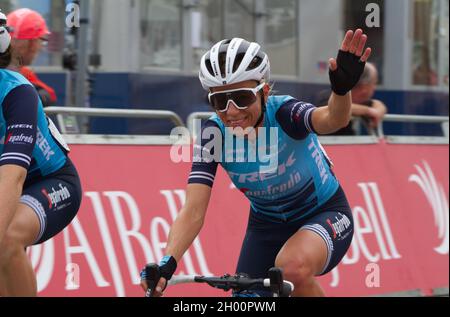 AJ Bell tournée cycliste féminine 2021 étape 5 Colchester à Clacton.Trixi Worrack de l'équipe Trek-Segafredo termine la journée à Clacton on Sea Banque D'Images