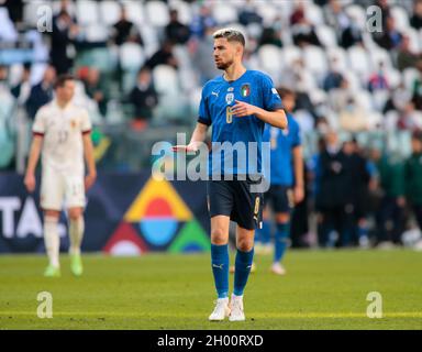 Turin, Italie.10 octobre 2021.Jorginho (Italie) lors de la Ligue des Nations de l'UEFA, troisième place du match de football entre l'Italie et la Belgique le 10 octobre 2021 au stade Allianz de Turin, Italie crédit : Live Media Publishing Group/Alay Live News Banque D'Images