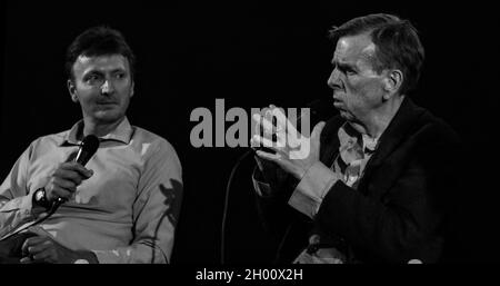 Timothy Spall dans un Q&A après une projection de STANLEY, un film dans lequel il est vedette.Au Arts Picturehouse de Cambridge. Banque D'Images