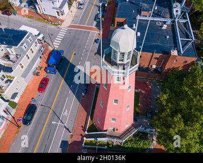 Observatoire de Portland vue aérienne au 138 Congress Street sur Munjoy Hill à Portland, Maine ME, Etats-Unis.Cet observatoire est un signal maritime historique de towe Banque D'Images