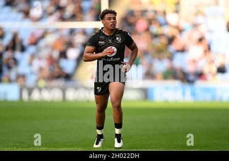 Coventry, Royaume-Uni.10 octobre 2021.Rugby, premier ministre.Wasps V Northampton Saints.Coventry Building Society Arena.Coventry.Gabriel Oghre (Wasps).Credit: Sport en images/Alamy Live News Banque D'Images