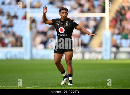 Coventry, Royaume-Uni.10 octobre 2021.Rugby, premier ministre.Wasps V Northampton Saints.Coventry Building Society Arena.Coventry.Gabriel Oghre (Wasps).Credit: Sport en images/Alamy Live News Banque D'Images