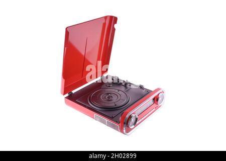 platine rouge flamme vintage sur fond blanc Banque D'Images