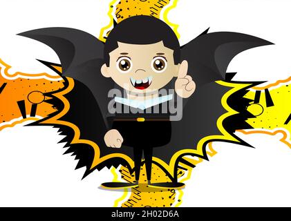 Les enfants habillés pour Halloween font un point.Illustration de personnage de dessin animé vectoriel d'enfants prêts à triper ou à traiter. Illustration de Vecteur