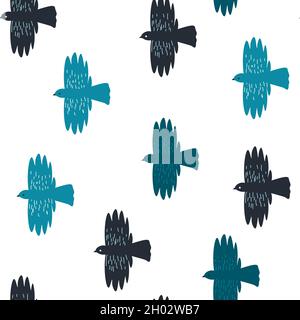 Vol d'oiseaux en rangée, départ pour les pays chauds Illustration de Vecteur