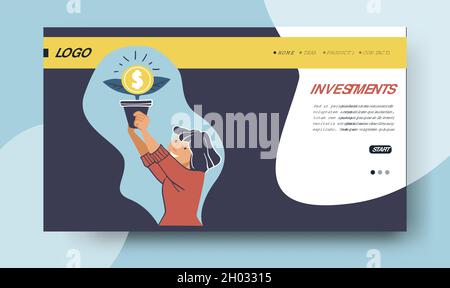 Investissement et activité financière, économiser de l'argent Illustration de Vecteur