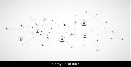 Arrière-plan du réseau.Connexions avec des icônes de points, de lignes et de personnes.Illustration vectorielle Illustration de Vecteur