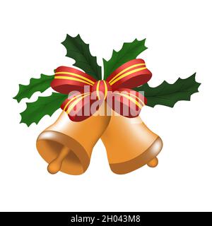 Belles cloches de Noël isolées sur fond blanc.Illustration du vecteur de stock. Illustration de Vecteur