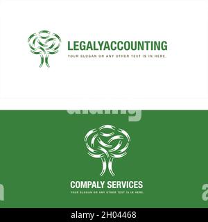 Ensemble de comptabilité d'entreprise arbre vert isolé sur fond blanc logo design Illustration de Vecteur