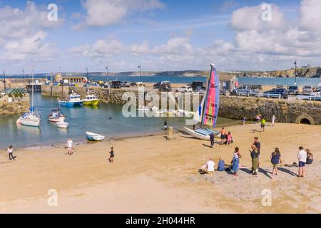 Le pittoresque port historique de Newquay à Newquay, sur la côte nord de Cornwall. Banque D'Images