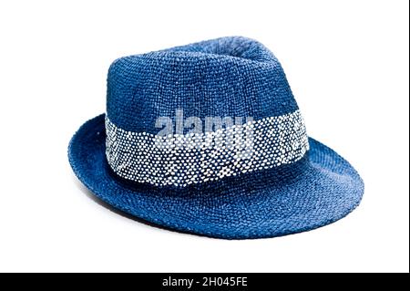 Chapeau Trilby bleu isolé Banque D'Images