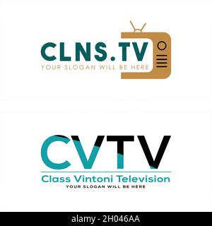 Technologie multimédia moderne logo de télévision Illustration de Vecteur