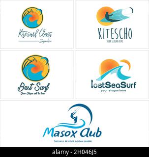 Ensemble de kiteboarding sport mer Beach logo Illustration de Vecteur