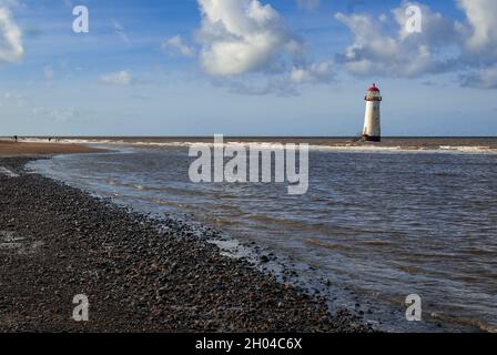 Phare de Talacre au nord du pays de Galles. Banque D'Images