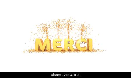 Merci = Mot de remerciement en français - rendu 3D Banque D'Images